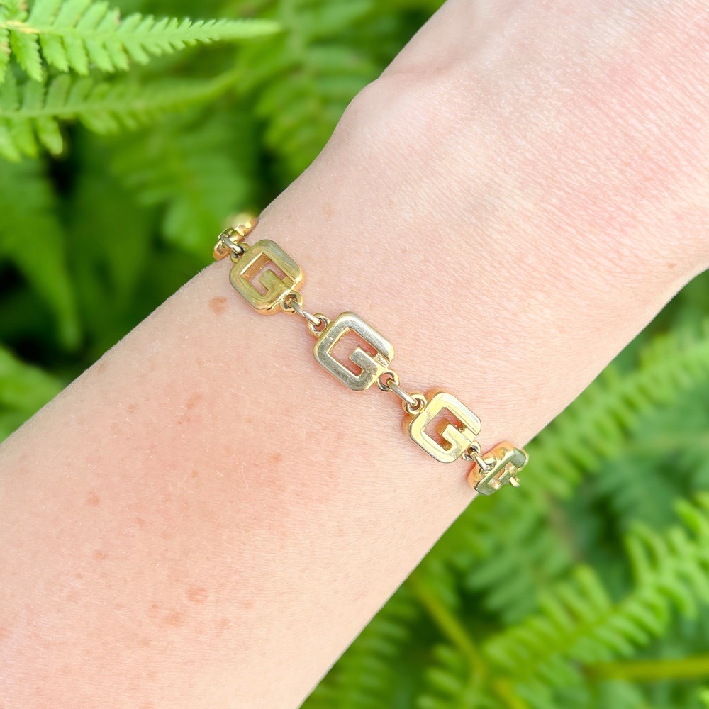 Givenchy 1970s Gold Plated 'G' Vintage Bracelet